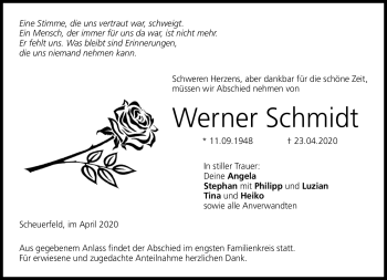 Traueranzeige von Werner Schmidt von Neue Presse Coburg