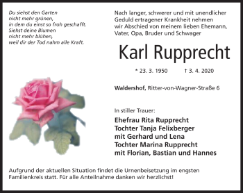 Traueranzeige von Karl Rupprecht von Frankenpost