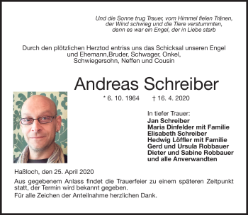 Traueranzeige von Andreas Schreiber von Neue Presse Coburg