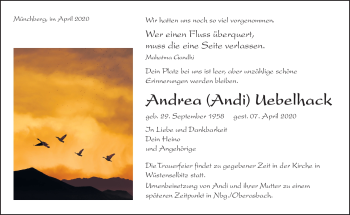 Traueranzeige von Andrea Uebelhack von Frankenpost