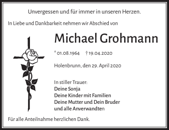 Traueranzeige von Michael Grohmann von Frankenpost