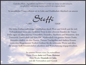 Traueranzeige von Steffi Mairoser von Neue Presse Coburg