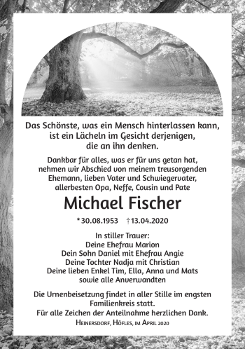 Traueranzeige von Michael Fischer von Südthüringer Presse