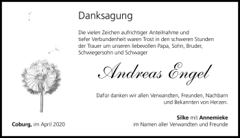 Traueranzeige von Andreas Engel von Neue Presse Coburg