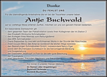 Traueranzeige von Antje Buchwald von Südthüringer Presse