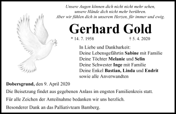 Traueranzeige von Gerhard Gold von Neue Presse Coburg