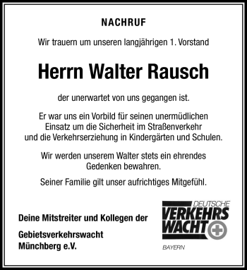Traueranzeige von Walter Rausch von Frankenpost