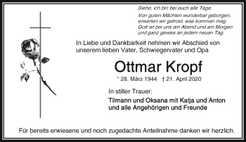 Traueranzeige von Ottmar Kropf von Frankenpost