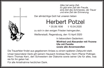 Traueranzeige von Herbert Potzel von Frankenpost