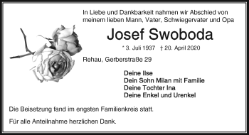 Traueranzeige von Josef Swoboda von Frankenpost