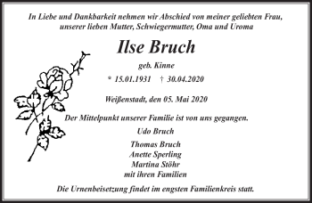 Traueranzeige von Ilse Bruch von Frankenpost
