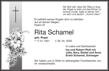 Traueranzeige von Rita Schamel von Frankenpost