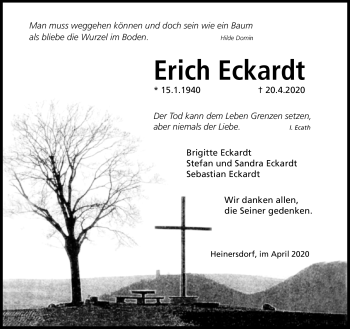 Traueranzeige von Erich Eckardt von Südthüringer Presse