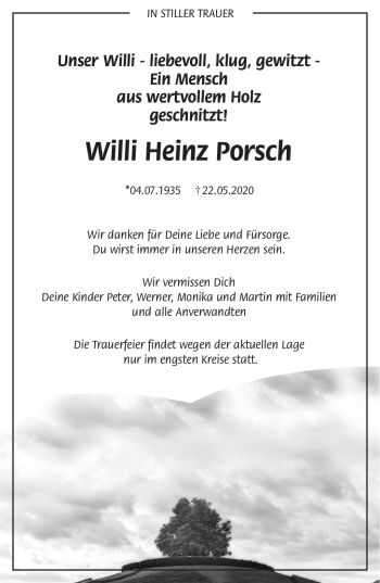 Traueranzeige von Willi Heinz Porsch von Frankenpost