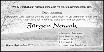 Traueranzeige von Jürgen Nowak von Südthüringer Presse