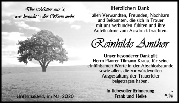 Traueranzeige von Reinholde Amthor von Südthüringer Presse