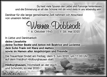 Traueranzeige von Werner Dobbrodt von Südthüringer Presse