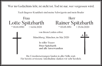 Traueranzeige von RainerLotte SpitzbarthSpitzbarth von Frankenpost