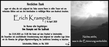 Traueranzeige von Erich Krampitz von Südthüringer Presse