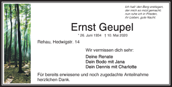 Traueranzeige von Ernst Geupel von Frankenpost
