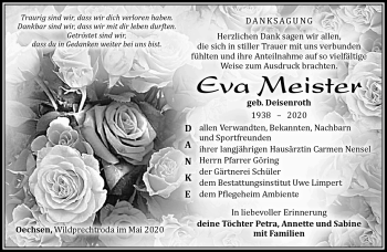 Traueranzeige von Eva Meister von Südthüringer Presse