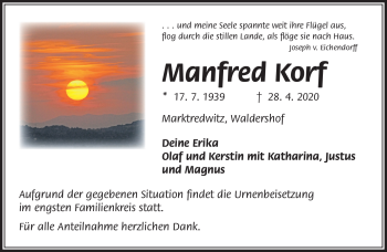 Traueranzeige von Manfred Korb von Frankenpost