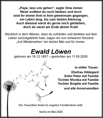 Traueranzeige von Ewald Löwen von Südthüringer Presse