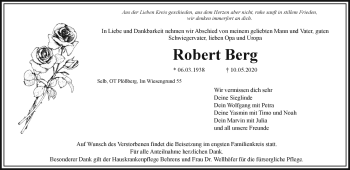 Traueranzeige von Robert Berg von Frankenpost