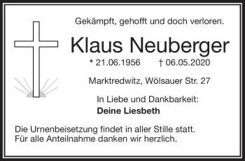 Traueranzeige von Klaus Neuberger von Frankenpost