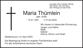 Traueranzeige von Maria Thümlein von Neue Presse Coburg