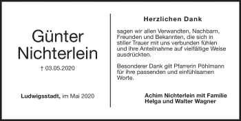 Traueranzeige von Günter Nichterlein von Neue Presse Coburg