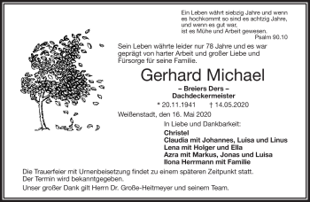 Traueranzeige von Gerhard Michael von Frankenpost