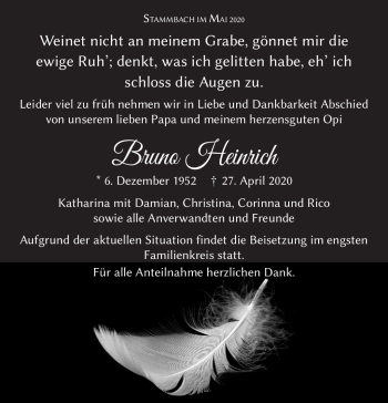 Traueranzeige von Bruno Heinrich von Frankenpost