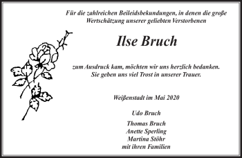 Traueranzeige von Ilse Bruch von Frankenpost