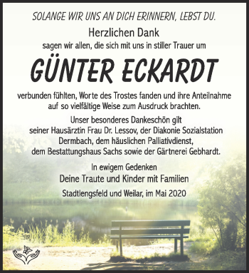 Traueranzeige von Günter Eckardt von Südthüringer Presse
