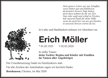 Traueranzeige von Erich Möller von Südthüringer Presse
