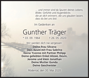 Traueranzeige von Gunther Träger von Neue Presse Coburg