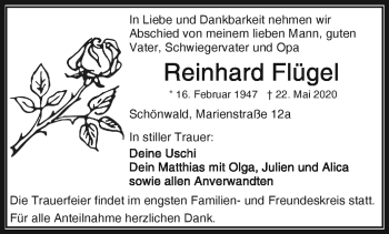 Traueranzeige von Matthias Flügel von Frankenpost