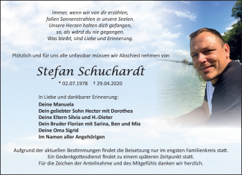 Traueranzeige von Stefan Schuchardt von Südthüringer Presse