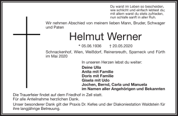 Traueranzeige von Helmut Werner von Frankenpost