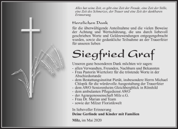 Traueranzeige von Siegfried Graf von Südthüringer Presse
