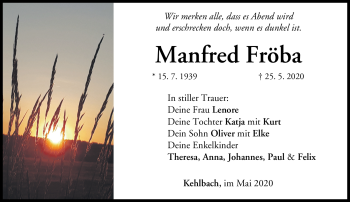 Traueranzeige von Manfred Fröba von Neue Presse Coburg