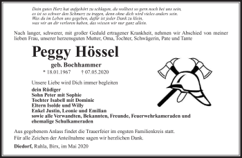 Traueranzeige von Peggy Hössel von Südthüringer Presse