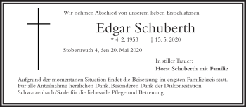 Traueranzeige von Edgar Schuberth von Frankenpost