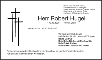 Traueranzeige von Robert Hugel von Frankenpost
