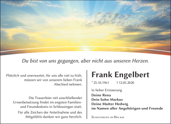 Traueranzeige von Frank Engelbert von Südthüringer Presse
