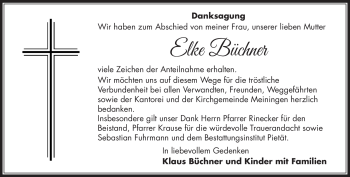 Traueranzeige von Elke Büchner von Südthüringer Presse