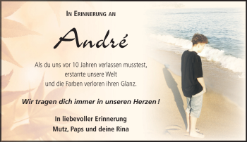 Traueranzeige von André Schulz von Südthüringer Presse