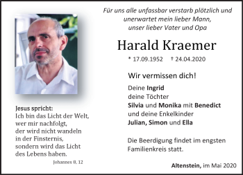 Traueranzeige von Harald Kraemer von Neue Presse Coburg