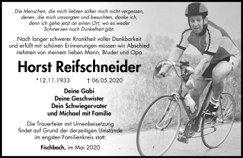 Traueranzeige von Horst Reifschneider von Südthüringer Presse